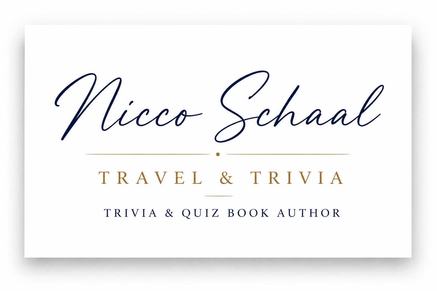 Nicco Schaal - Auteur TRAVEL & TRIVIA